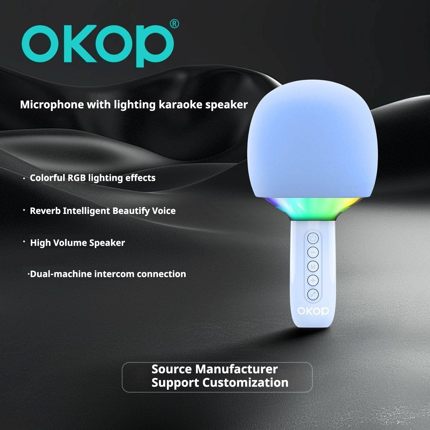Microfon Karaoke Wireless cu Boxa si LED RGB OKOP KP-M110 — Utilitate Smart Zi de Zi
