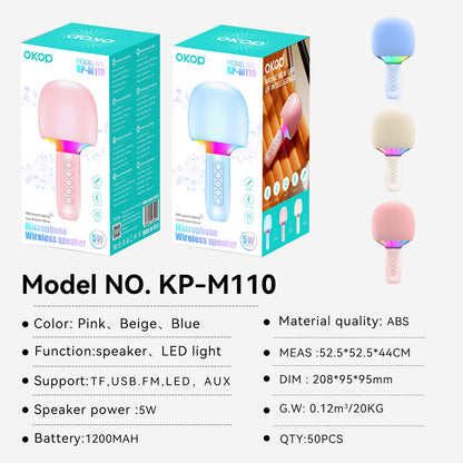 Microfon Karaoke Wireless cu Boxa si LED RGB OKOP KP-M110 — Utilitate Smart Zi de Zi