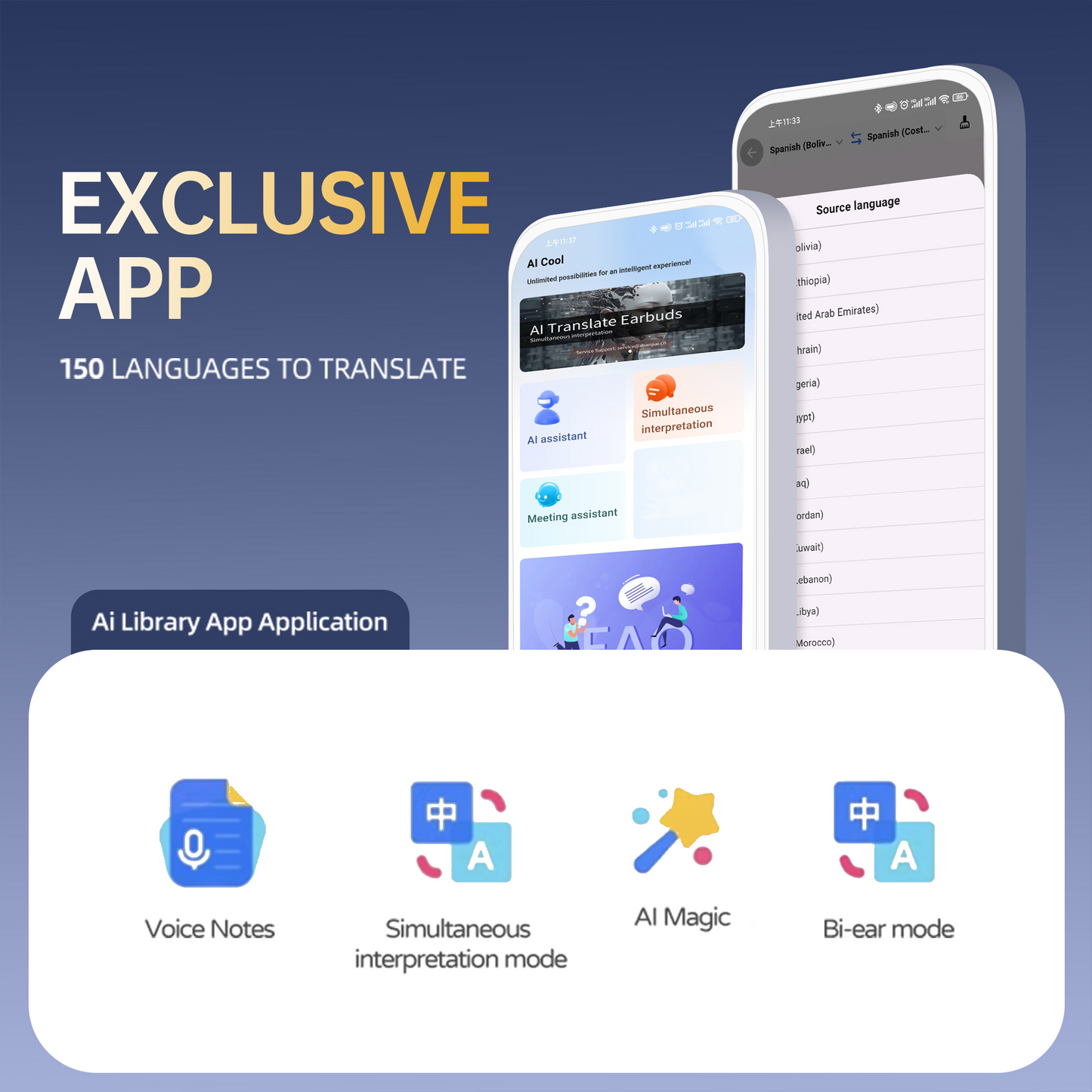 Casti Wireless cu Translator AI Bluetooth si Ecran Digital cu — Utilitate Smart Zi de Zi
