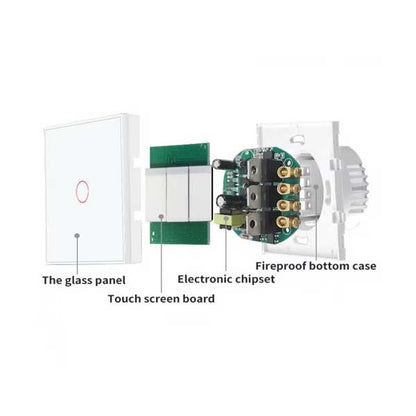 Întrerupător Touch Dublu din Sticlă Albă, LED, Design Modern, CLS-SM013