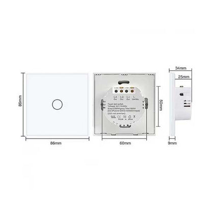 Întrerupător Touch Dublu din Sticlă Albă, LED, Design Modern, CLS-SM013