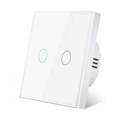 Întrerupător Touch Dublu din Sticlă Albă, LED, Design Modern, CLS-SM013