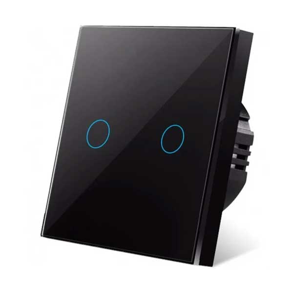 Întrerupător Touch Dublu Negru din Sticlă, LED, Design Modern, CLS-SM014