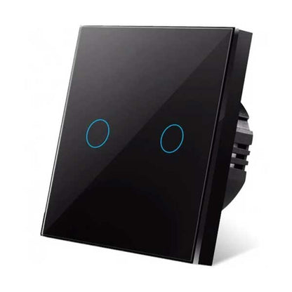 Întrerupător Touch Dublu Negru din Sticlă, LED, Design Modern, CLS-SM014