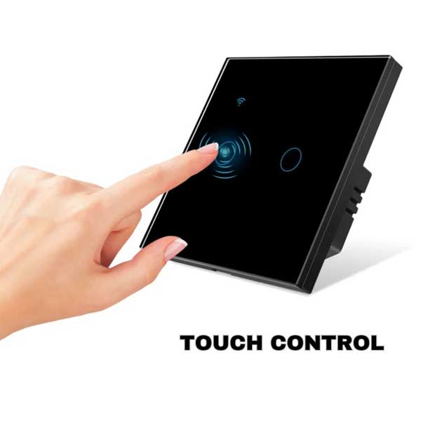 Întrerupător Smart Touch Dublu Negru, WiFi, Control Vocal, Tuya / Smart Life, CLS-SM020