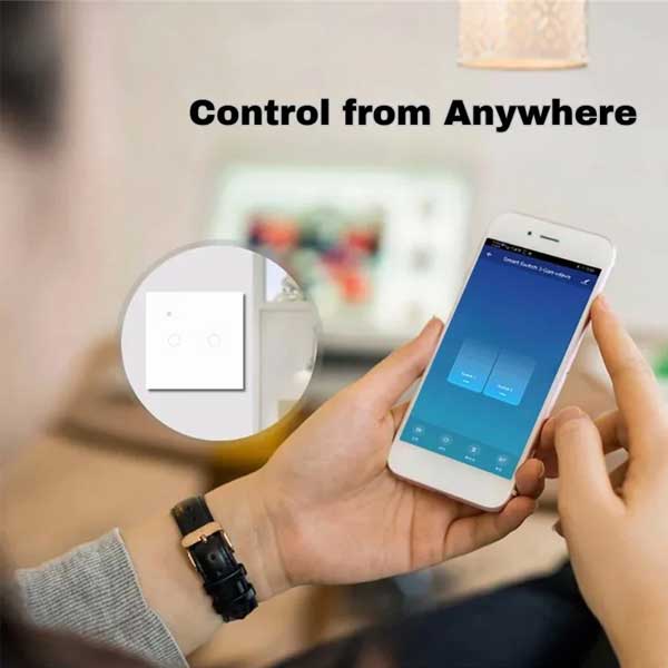 Întrerupător Smart Touch Dublu Alb, WiFi, Control Vocal, Tuya / Smart Life, CLS-SM019