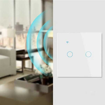 Întrerupător Smart Touch Dublu Alb, WiFi, Control Vocal, Tuya / Smart Life, CLS-SM019