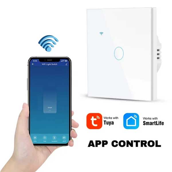Întrerupător Smart Touch Alb, WiFi, Control Vocal, Tuya / Smart Life, CLS-SM017