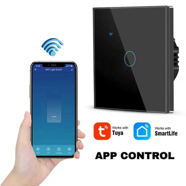 Întrerupător Smart Touch Negru, WiFi, Control Vocal, Tuya / Smart Life, CLS-SM018