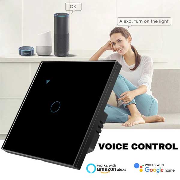 Întrerupător Smart Touch Negru, WiFi, Control Vocal, Tuya / Smart Life, CLS-SM018