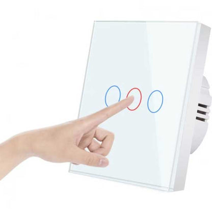 Întrerupător Touch Triplu Alb din Sticlă, LED, Design Modern, CLS-SM015