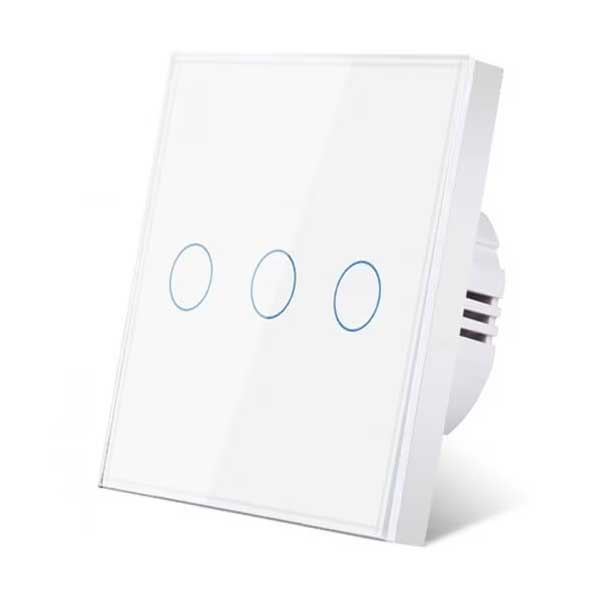 Întrerupător Touch Triplu Alb din Sticlă, LED, Design Modern, CLS-SM015