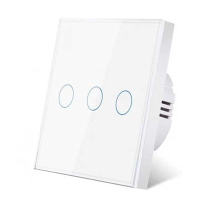 Întrerupător Touch Triplu Alb din Sticlă, LED, Design Modern, CLS-SM015