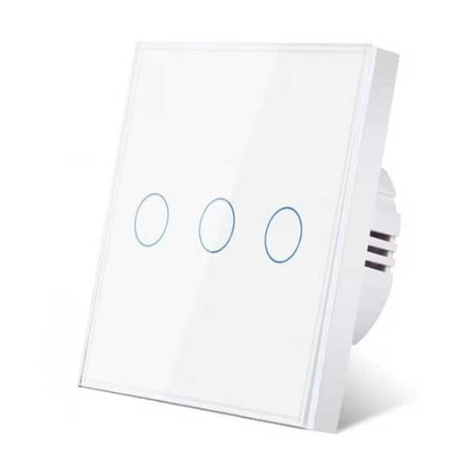Întrerupător Touch Triplu Alb din Sticlă, LED, Design Modern, CLS-SM015
