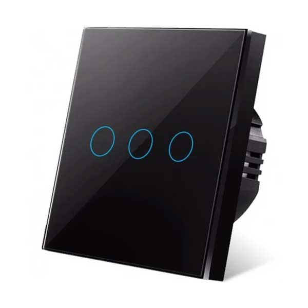 Întrerupător Touch Triplu Negru din Sticlă, LED, Design Modern, CLS-SM016