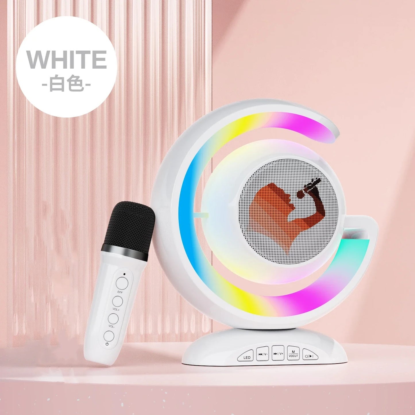 Boxă Portabilă cu Microfon Wireless Lumină LED și Sunet Dinamic — Utilitate Smart Zi de Zi