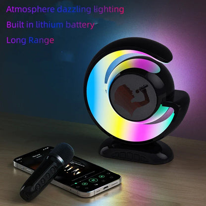 Boxă Portabilă cu Microfon Wireless Lumină LED și Sunet Dinamic — Utilitate Smart Zi de Zi
