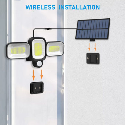 Lampă Solară LED 45W cu 225 LED-uri, Senzor Mișcare și 3 Brațe Rotative IP65, CLS-IL008