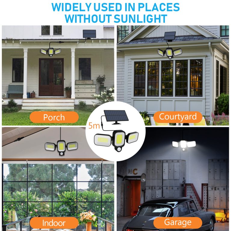 Lampă Solară LED 45W cu 225 LED-uri, Senzor Mișcare și 3 Brațe Rotative IP65, CLS-IL008