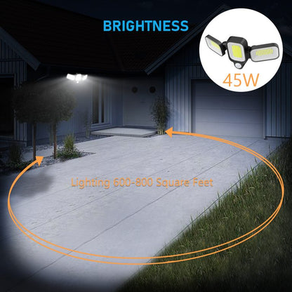 Lampă Solară LED 45W cu 225 LED-uri, Senzor Mișcare și 3 Brațe Rotative IP65, CLS-IL008