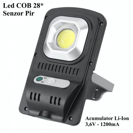 Lampă Solară LED COB JX-116 cu Senzor PIR, Acumulator 1200mAh, Q-18D020