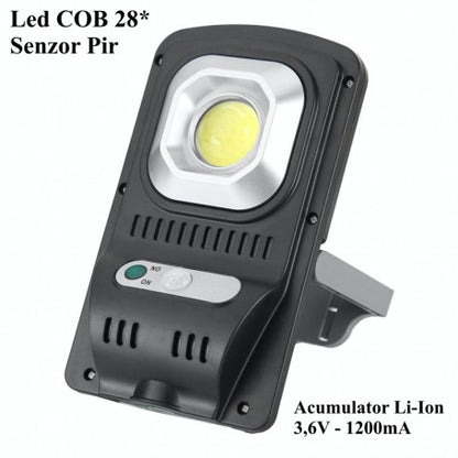 Lampă Solară LED COB JX-116 cu Senzor PIR, Acumulator 1200mAh, Q-18D020