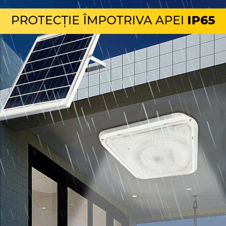 Aplică LED Solară Pătrată 200W cu Panou Solar, Telecomandă și Lumină Caldă/Rece, CLS-IL025
