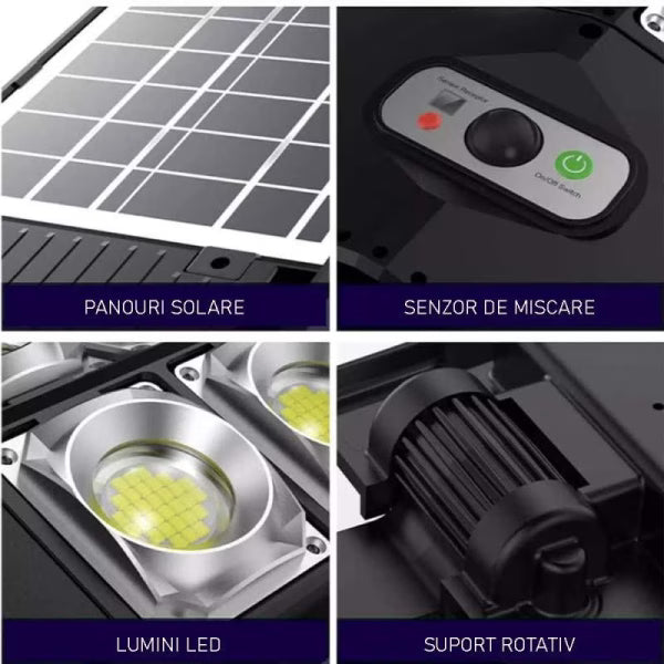 Lampă Solară Stradală 60W cu 120 LED-uri, Senzor Mișcare și Telecomandă, CLS-IL065