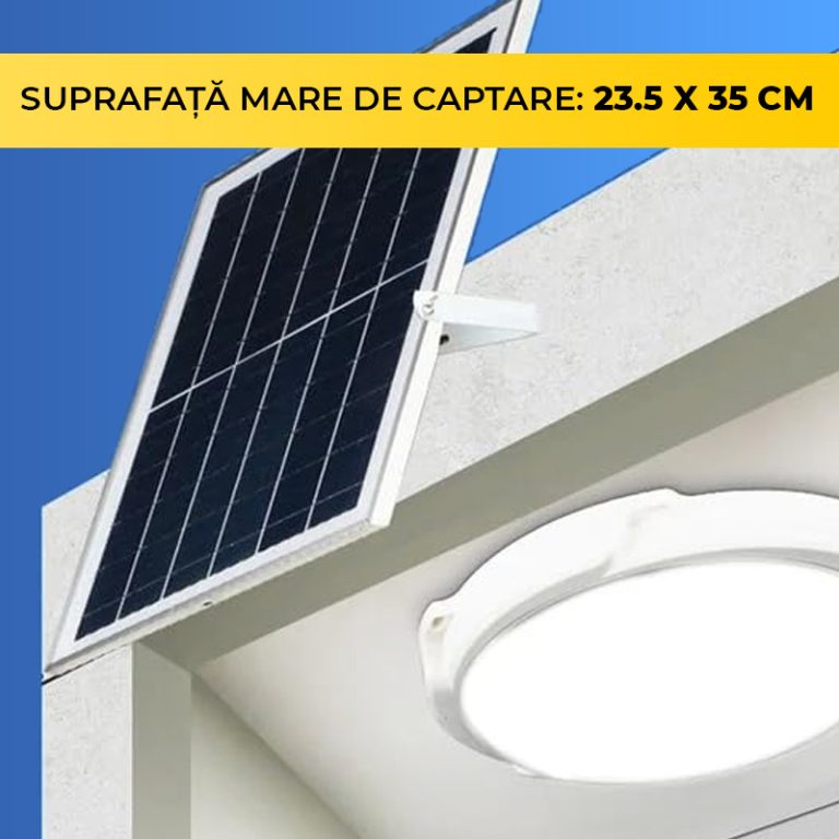 Aplică LED Solară Pătrată 200W cu Panou Solar, Telecomandă și Lumină Caldă/Rece, CLS-IL025