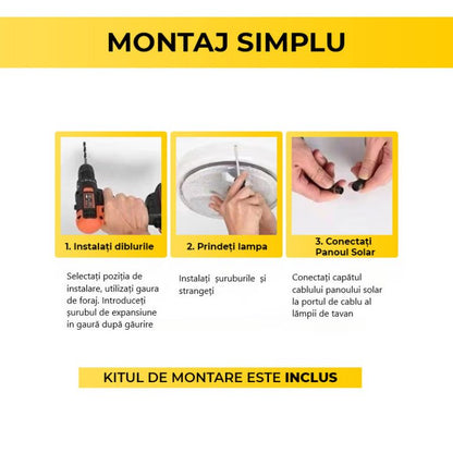 Aplică LED Solară 100W cu Panou Solar, Telecomandă, Lumină Caldă/Rece, IP65, CLS-IL022