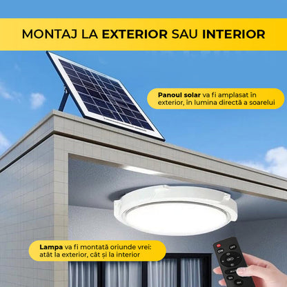 Aplică LED Solară 100W cu Panou Solar, Telecomandă, Lumină Caldă/Rece, IP65, CLS-IL022