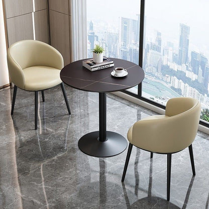Masă rotunda din piatră sinterizată diametru 60cm inaltime 75cm — Confort Practic Pentru Casa Ta