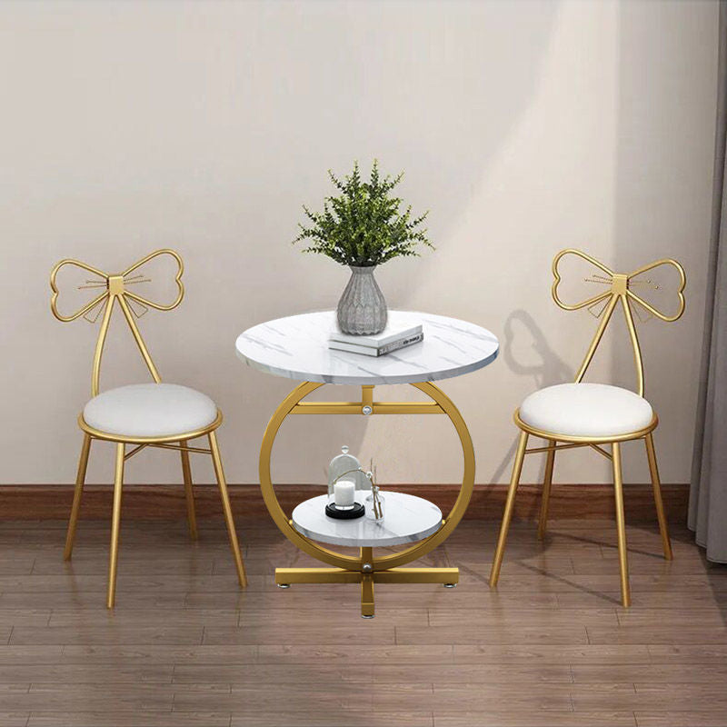 Masuta de cafea rotunda cu design tip marmura — Confort Practic Pentru Casa Ta