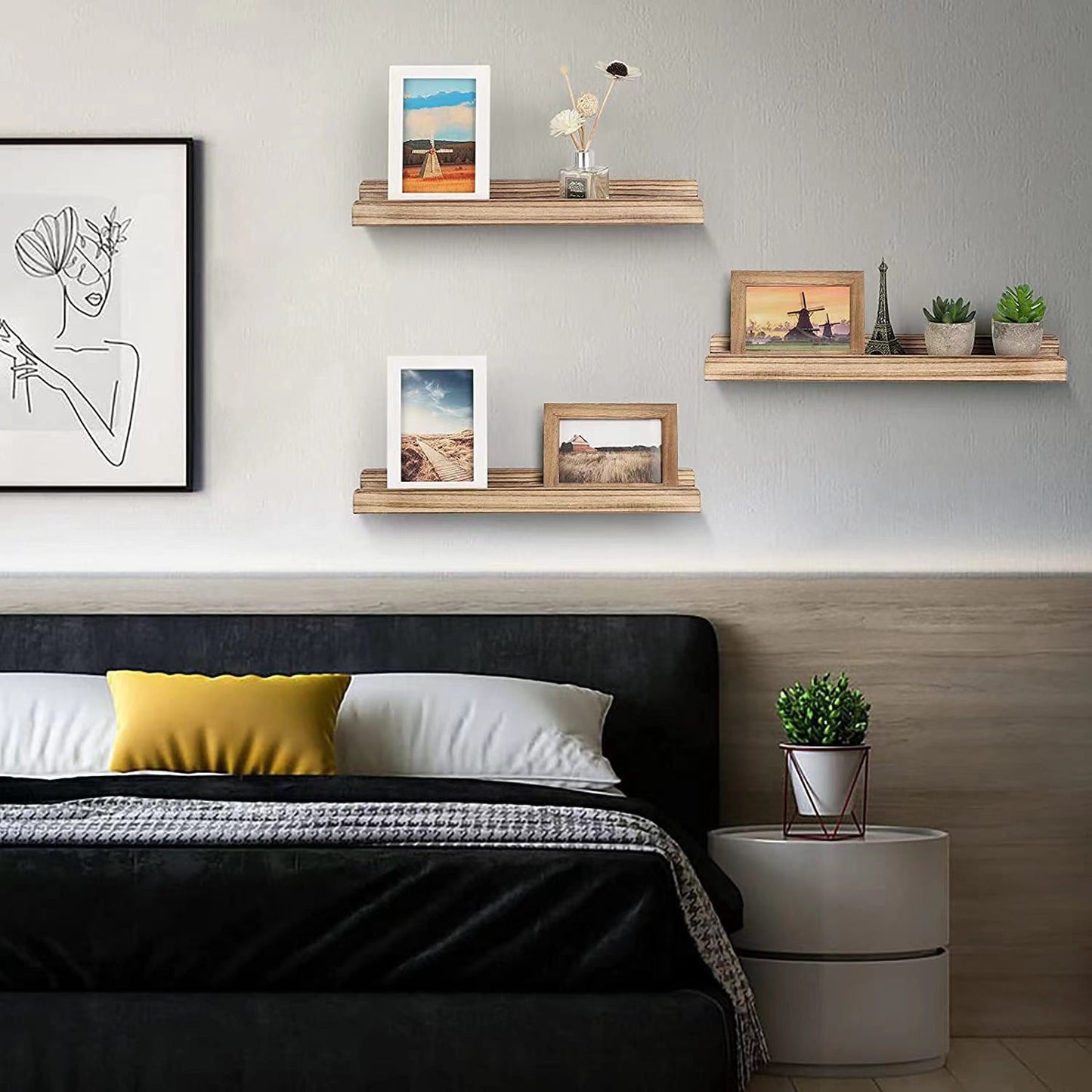 Set 3 polite decorative din lemn — Confort Practic Pentru Casa Ta