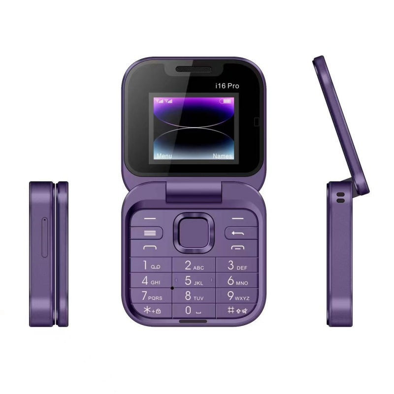 Telefon Mini Pliabil Flip Phone i16 Pro Dual SIM cu Bluetooth și Cameră, A-147-5