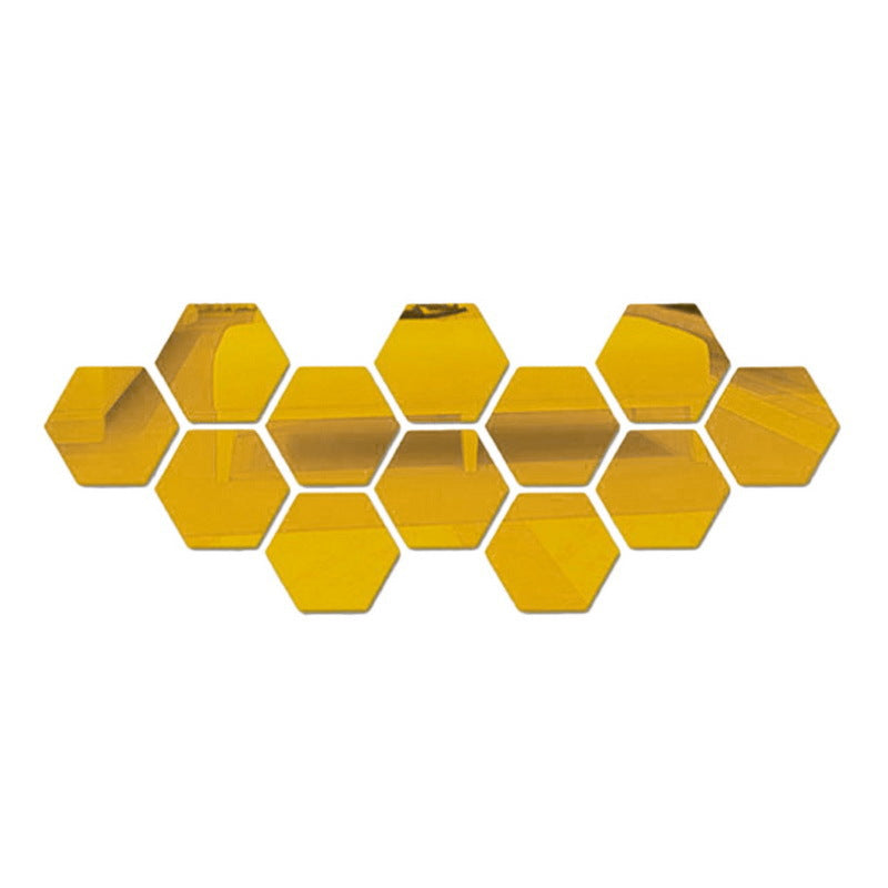 Set 12 oglinzi acrilice autoadezive decorative forma hexagon 20 si — Confort Practic Pentru Casa