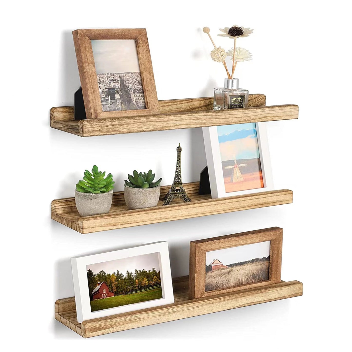 Set 3 polite decorative din lemn — Confort Practic Pentru Casa Ta