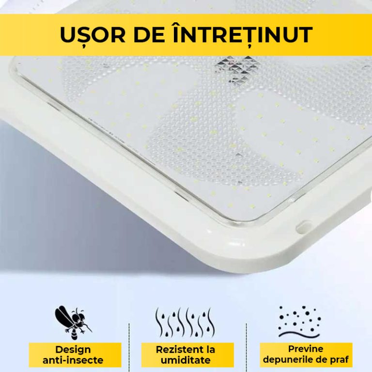 Aplică LED Solară Pătrată 100W cu Panou Solar, Telecomandă și Lumină Caldă/Rece, CLS-IL024