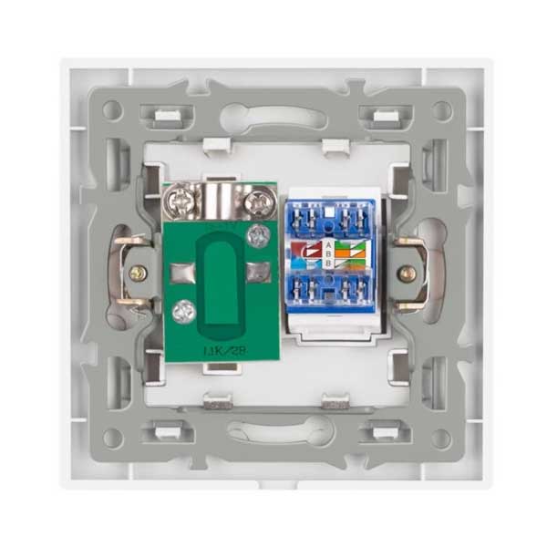 Priză TV + Internet RJ45 Cat6 Albă, Ramă din Sticlă Securizată, CLS-SM006
