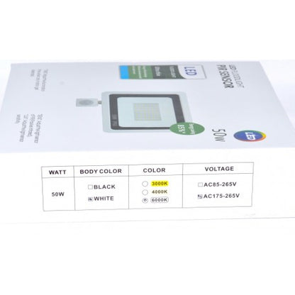 Proiector LED Slim 50W cu Senzor de Mișcare, Lumină Rece și Protecție IP66, Q-20A005