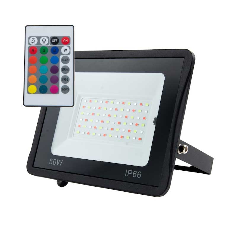 Proiector LED RGB 50W, 220V, IP66, cu Telecomandă pentru Exterior, EAZ-IL0118
