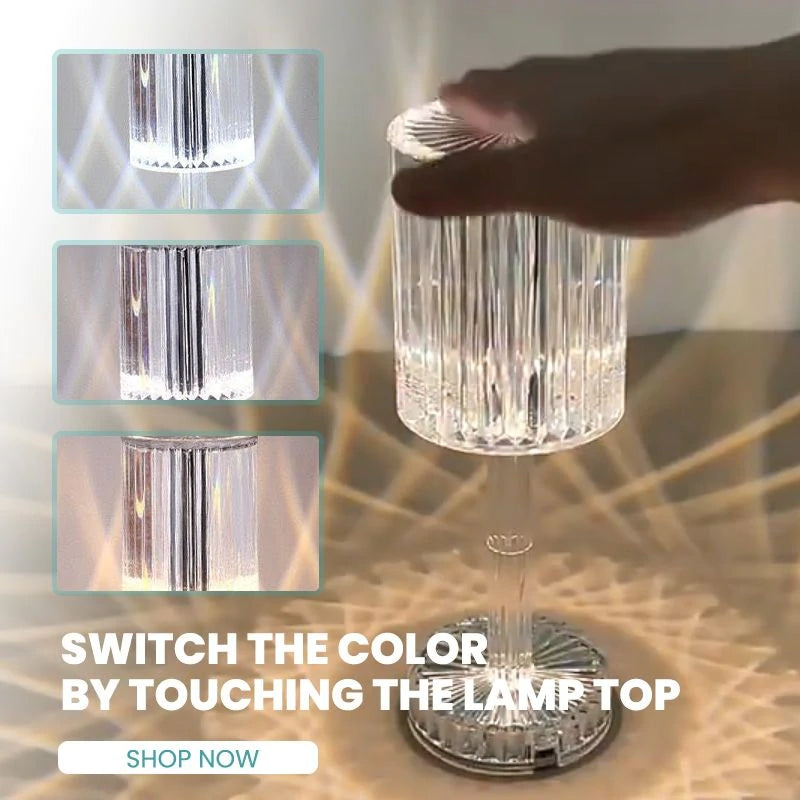Lampa de masa wireless din cristal acrilic cu touch si — Ambient Modern Pentru Acasă