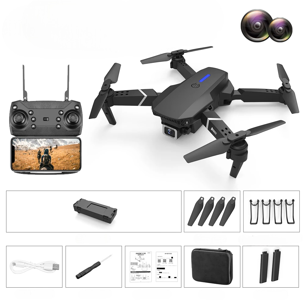 RESIGILAT - Drona inteligenta E88 Pro cu camere 4K — Utilitate Smart Zi de Zi