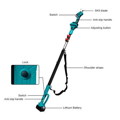 Foarfeca electrica pentru gradina 21V Brat Telescopic 2m