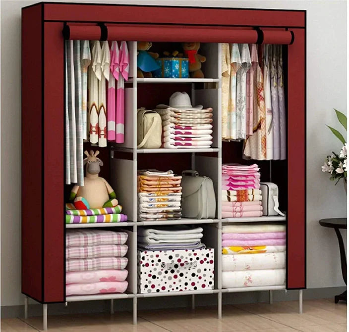 Dulap textil 3 compartimente pentru haine 130 x 45 x — Confort Practic Pentru Casa Ta