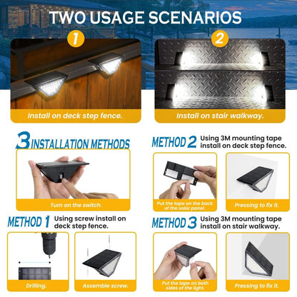 Set 2 Lămpi Solare LED Ultra-Subțiri pentru Trepte, Gard și Alei, CLS-IL090