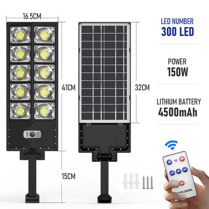 Lampă Solară Stradală 150W cu 300 LED-uri, Senzor Mișcare și Telecomandă, CLS-IL068