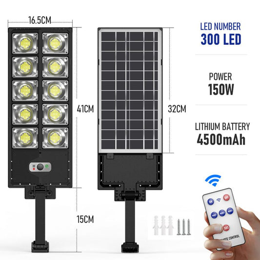 Lampă Solară Stradală 150W cu 300 LED-uri, Senzor Mișcare și Telecomandă, CLS-IL068