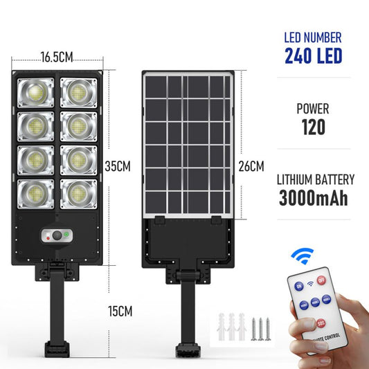 Lampă Solară Stradală 120W cu 240 LED-uri, Senzor Mișcare și Telecomandă, CLS-IL067