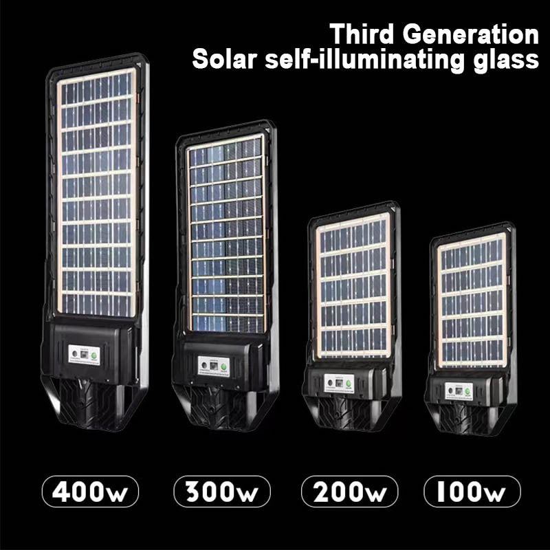 Lampă Stradală Solară 200W cu Panou Bifacial, Încărcare Dublă, Senzor și Telecomandă, CLS-IL075